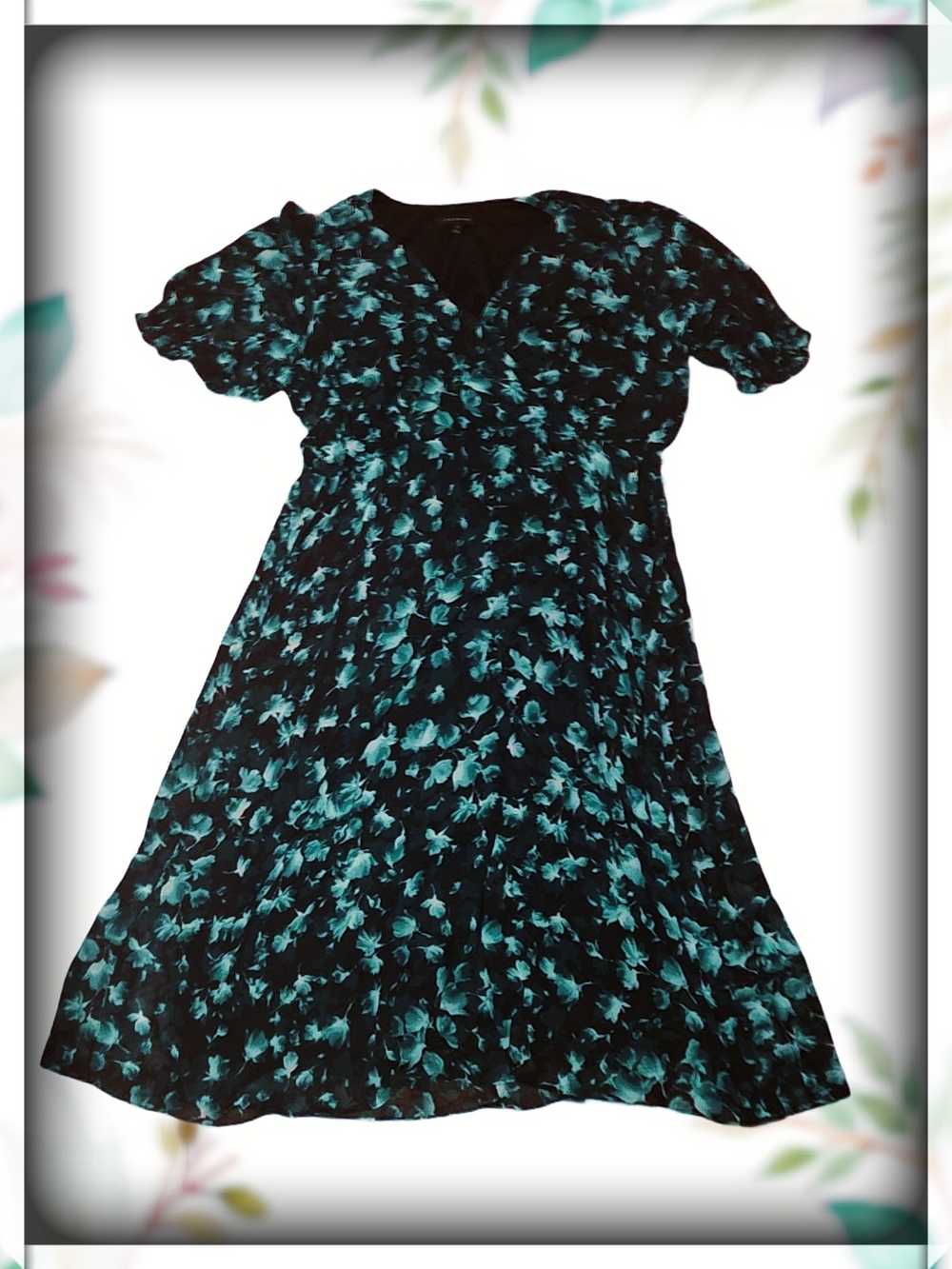 Lane Bryant Black Dress with Teal Floral Print